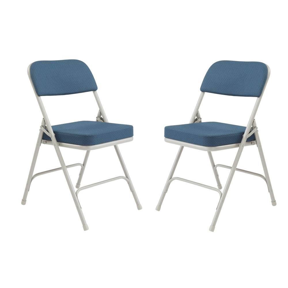 OKLAHOMA SOUND CORPORATION 3215/2 National Public Seating 3200 Series Deluxe Upholstered Folding Chairs, Regal Blue, Set Of 2 Chairs