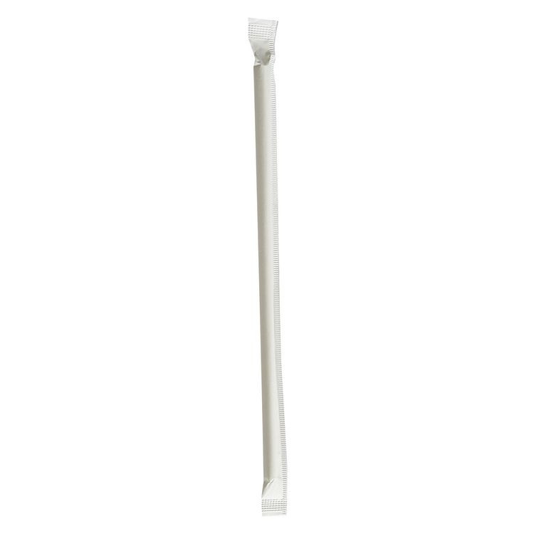 BOARDWALK PPRSTRWIW Wrapped Jumbo Paper Straws, 7.75", Paper, White, 320/Pack, 4 Packs/Carton