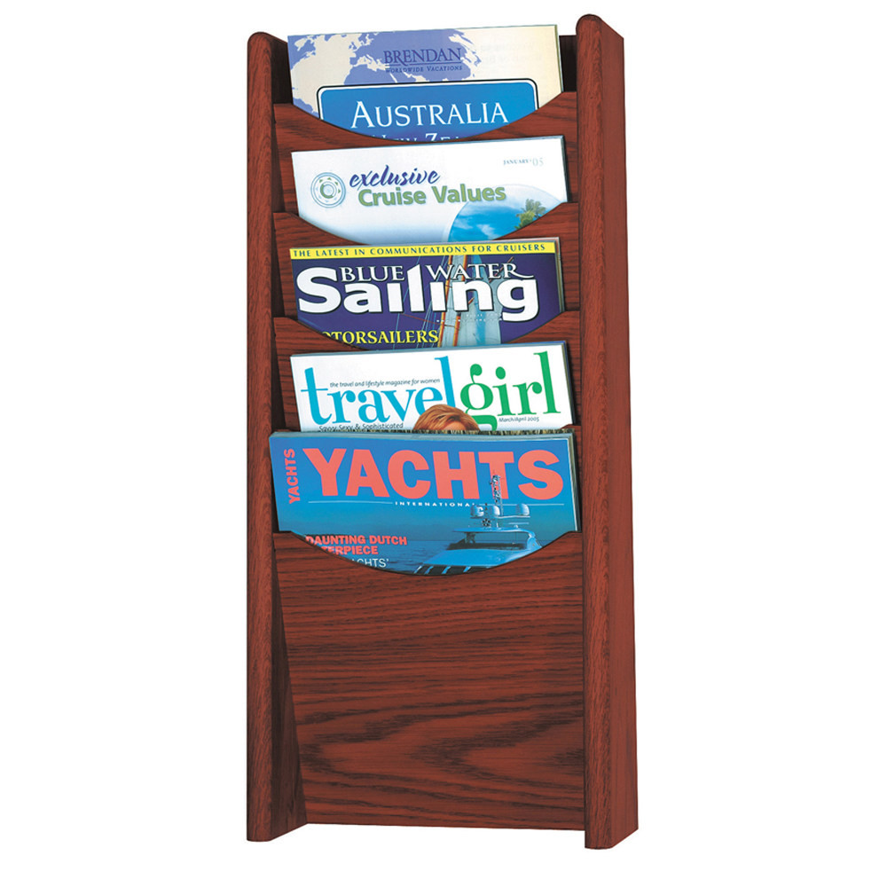 SAFCO PRODUCTS CO Safco 4330MH  5-Pocket Wood Literature Display Rack, Mahogany