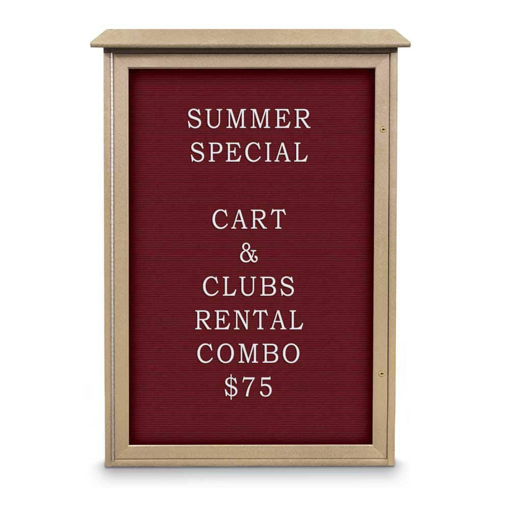 United Visual Products UVSD4832LB-SAND Enclosed Letter Board: 48" Wide, 32" High, Fabric, Berry