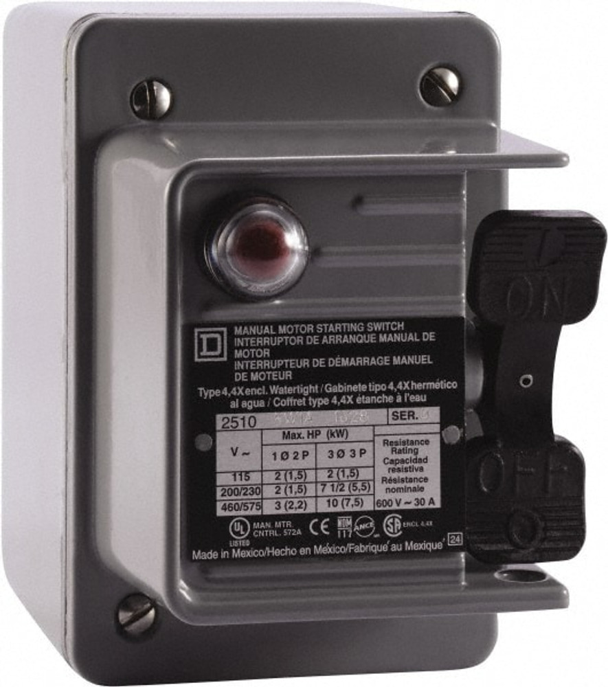 Square D 2510KW2CH 3 Poles, 30 Amp, NEMA, Enclosed Toggle Manual Motor Starter