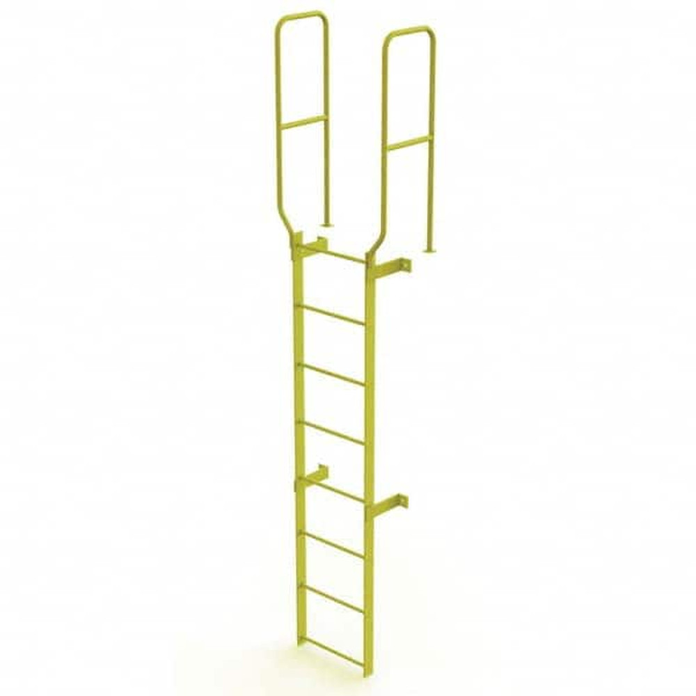 TRI-ARC WLFS0208-Y Steel Wall Mounted Ladder: 7" High, 8 Steps, 350 lb Capacity