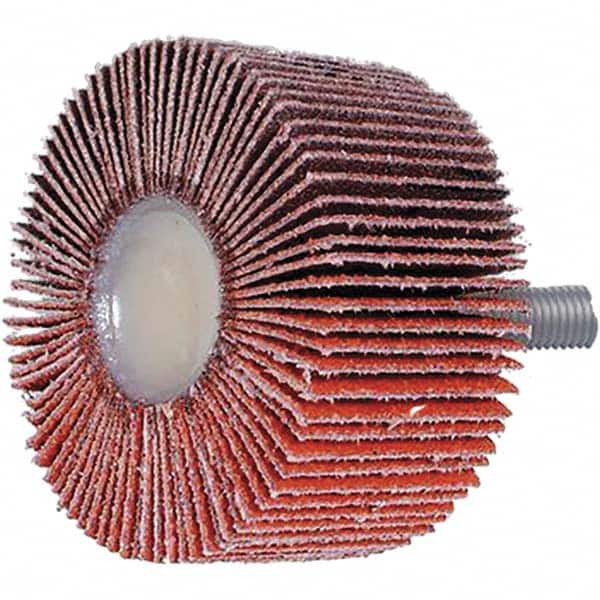 3M Mounted Flap Wheel: 3" Dia, 1" Face Width, 60 Grit, Ceramic Alumina 7010327310