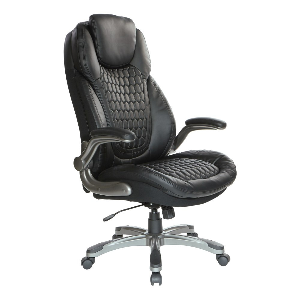 OFFICE STAR PRODUCTS ECH620867-EC3 Office Star Ergonomic Bonded Leather High-Back Executive Chair, Black