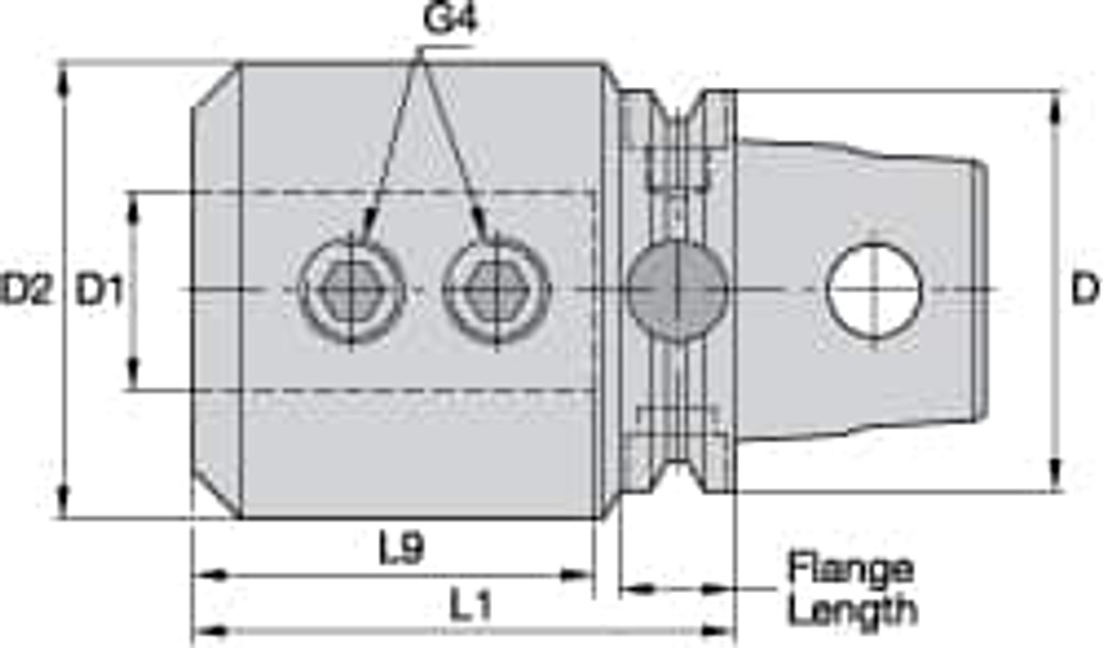 Kennametal 2253905 KM63UT Modular Connection, 1.2598" Inside Hole Diam, 3.7402" Projection, Whistle Notch Adapter