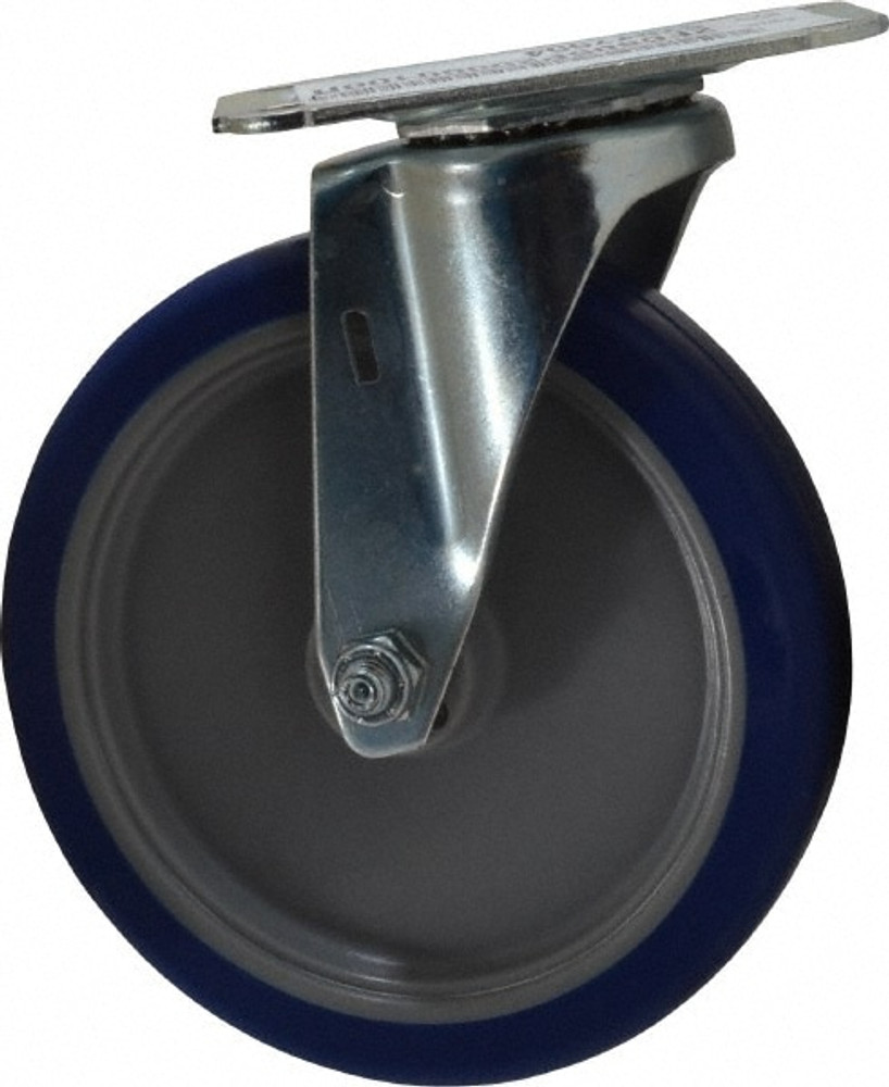 E.R. Wagner 2F6805P25000100 Swivel Top Plate Caster: Polyurethane, 5" Wheel Dia, 1" Wheel Width, 145 lb Capacity, 5-13/16" OAH