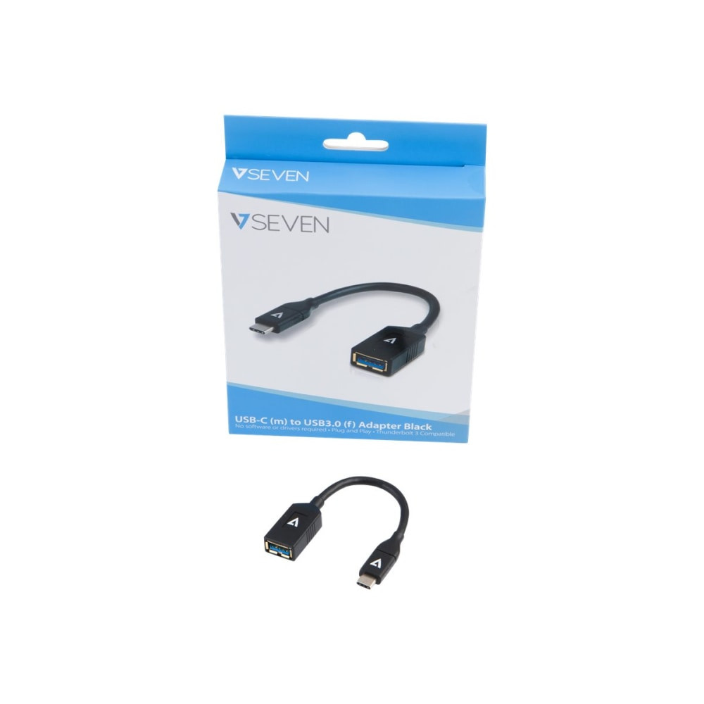 V7 V7U3C-BLK-1N  - USB adapter - USB Type A (F) to 24 pin USB-C (M) - Thunderbolt 3 / USB 2.0 / USB 3.0 - 3.9 in - black