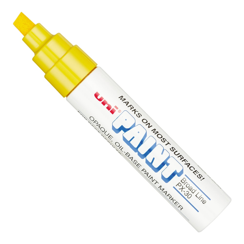 NEWELL BRANDS INC. 63735EA uni-ball uni Paint Oil-Base Marker, Broad, White Barrel, Yellow Ink