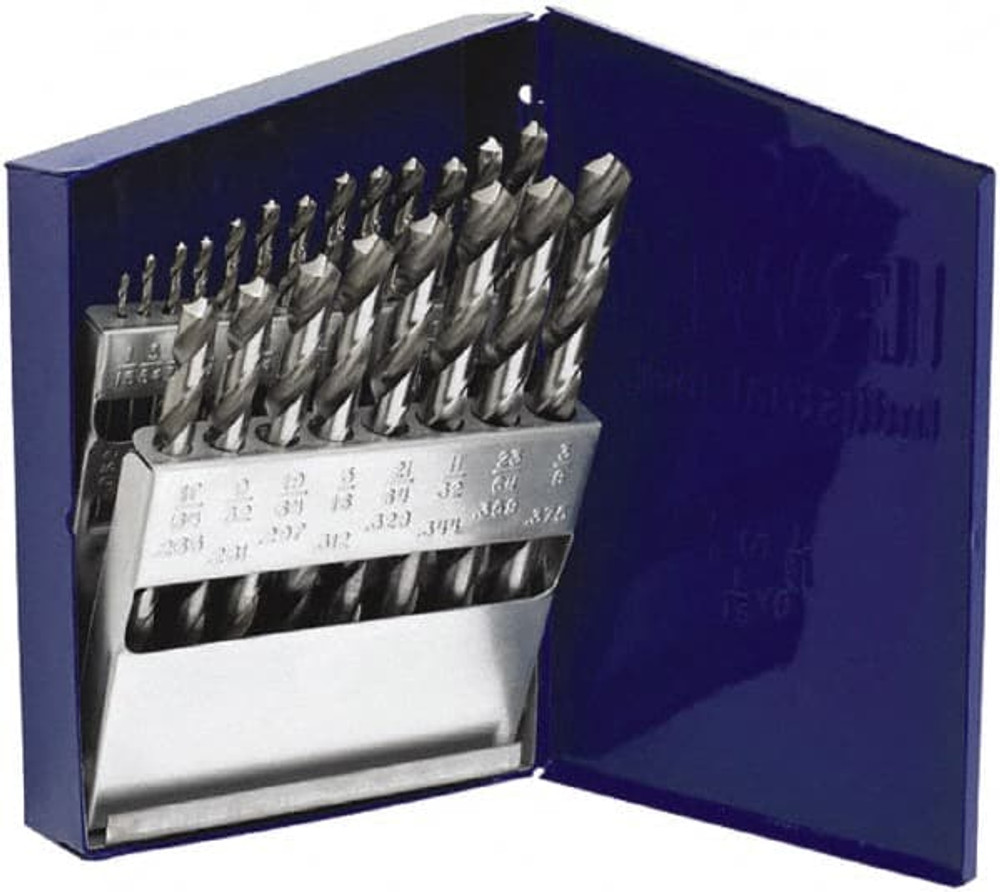 Irwin 63221 Drill Bit Set: Jobber Length Drill Bits, 21 Pc, 0.0625" to 0.375" Drill Bit Size, 135 &deg;, Cobalt