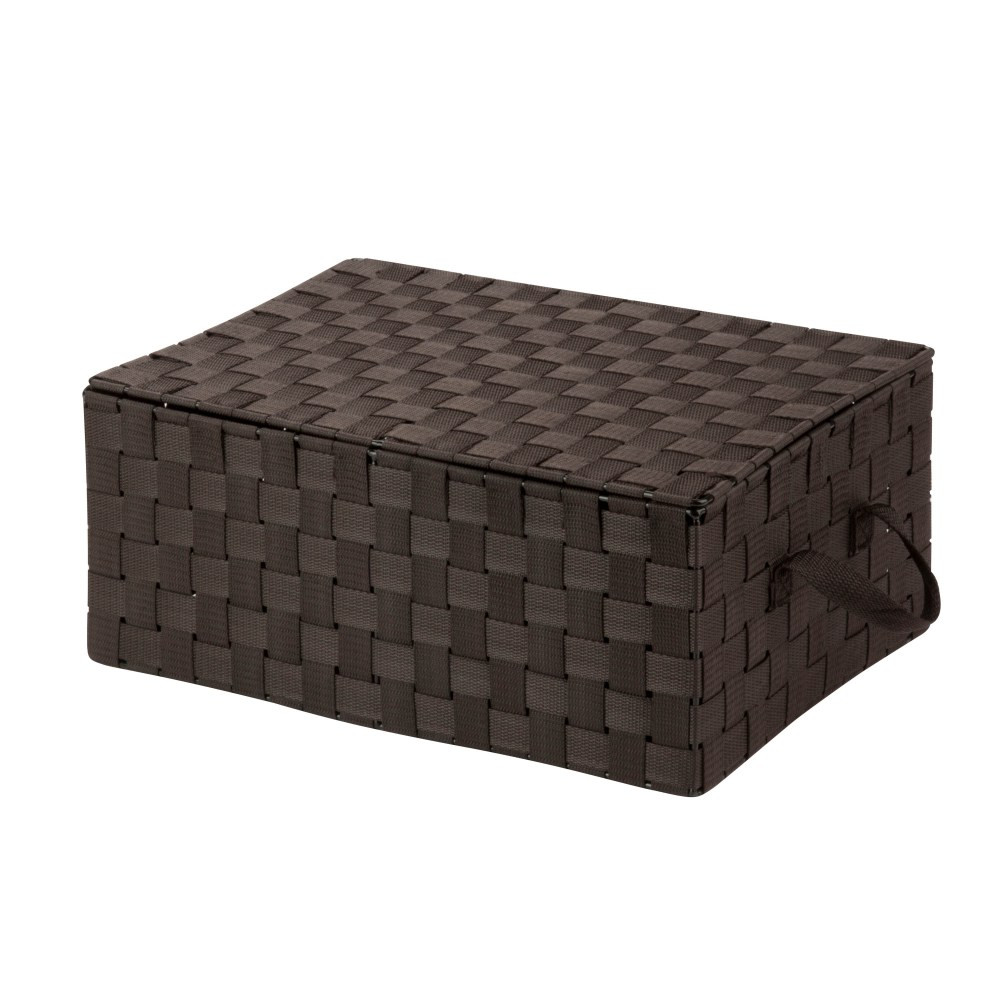 HONEY-CAN-DO INTERNATIONAL, LLC Honey Can Do OFC-03704 Honey-Can-Do Hinged-Lid Woven Storage Box, Medium Size, 7in x 17in x 12in, Espresso