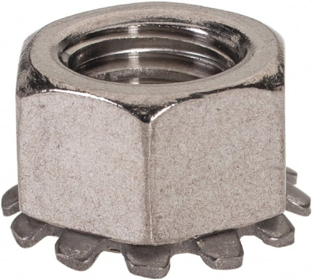 Value Collection 1-KN-37C 3/8-16, 0.391" High, Uncoated, Stainless Steel K-Lock Hex Nut with External Tooth Lock Washer