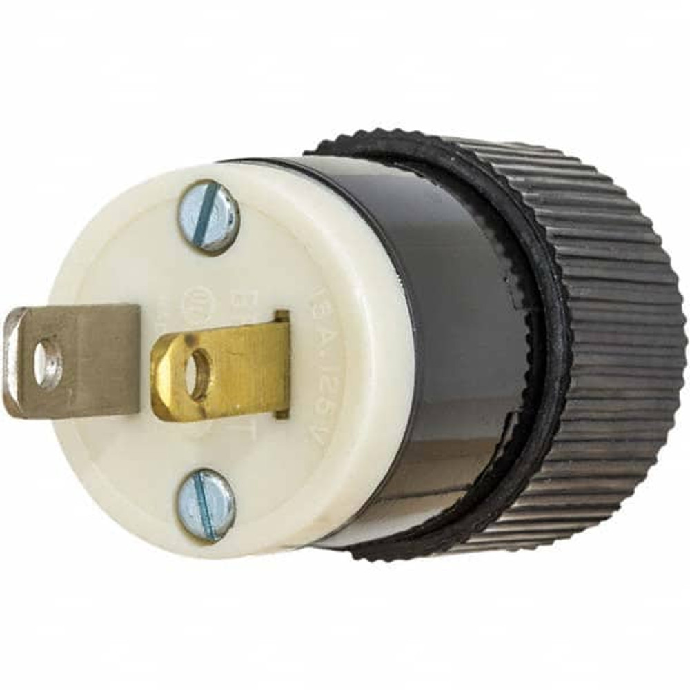 Bryant Electric 9754NS Straight Blade Plug: Industrial, 1-15P, 125VAC, Black & White