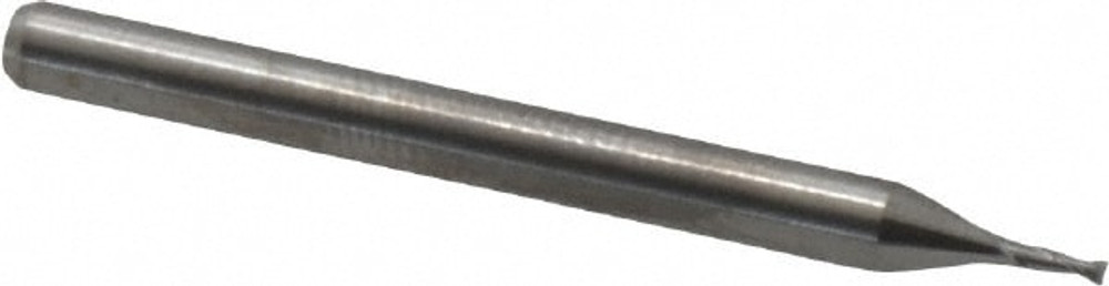 SGS 00841 Square End Mill: 0.035'' Dia, 0.105'' LOC, 1/8'' Shank Dia, 1-1/2'' OAL, 2 Flutes, Solid Carbide