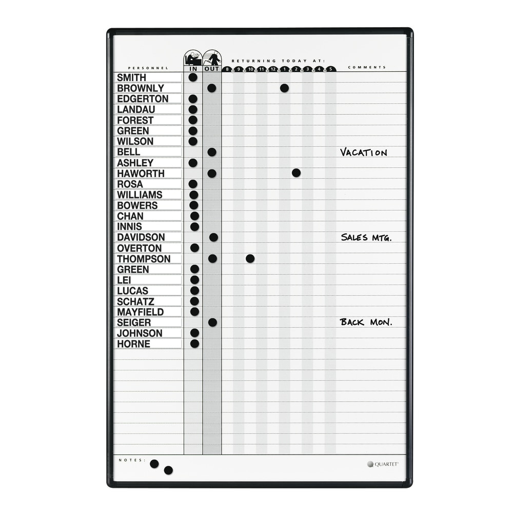 ACCO BRANDS USA, LLC 783G Quartet Classic DuraMax Magnetic Dry-Erase In/Out Board, 24in x 36in, Aluminum Frame With Black Finish