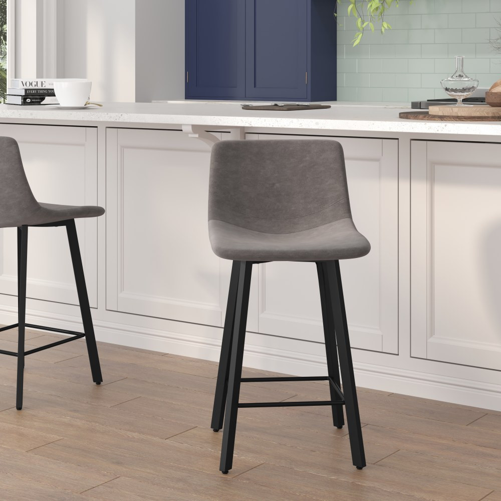 FLASH FURNITURE CH21206924GY  Caleb Modern Armless Commercial-Grade Counter-Height Stools, Gray/Black, Set Of 2 Stools