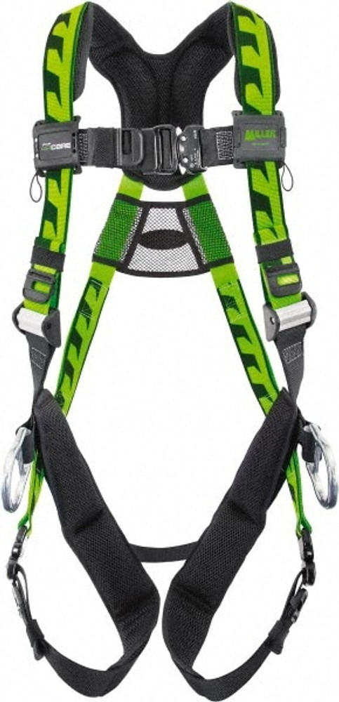 Miller ACA-QC-D/UGN Fall Protection Harnesses: 400 Lb, AirCore Back and Side D-rings Style, Size Universal, Polyester