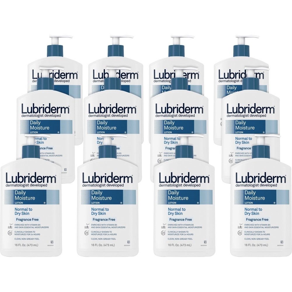 PFIZER CONSUMER HEALTHCARE 48323CT Lubriderm Fragrance Free Daily Moisture Lotion - Lotion - 16 fl oz - For Dry, Normal Skin - Applicable on Body - Moisturising, Non-greasy, Fragrance-free, Absorbs Quickly - 12 / Carton