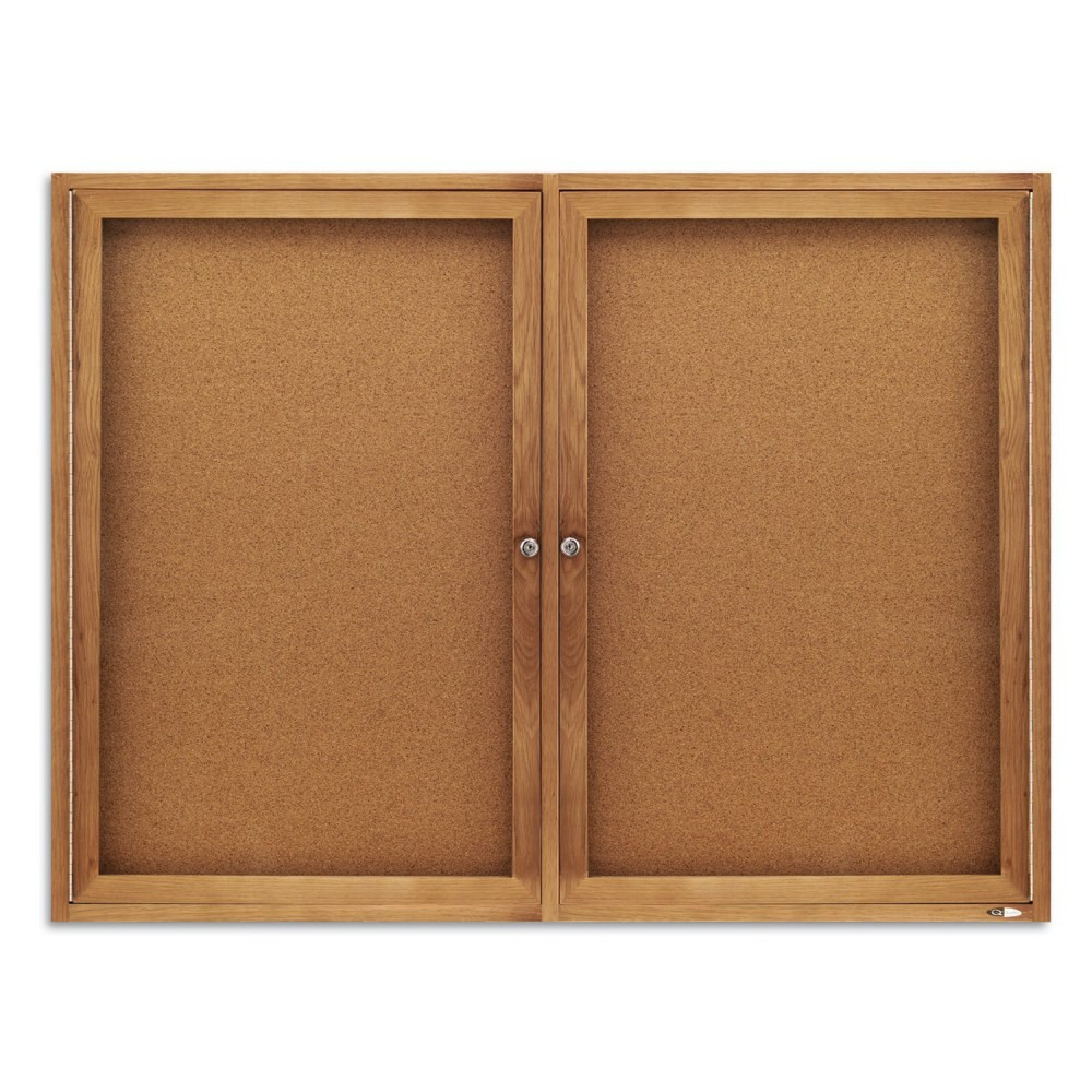 ACCO BRANDS USA, LLC 364 Quartet Classic Enclosed Cork Bulletin Board, 48in x 36in, Wood Frame With Brown Finish