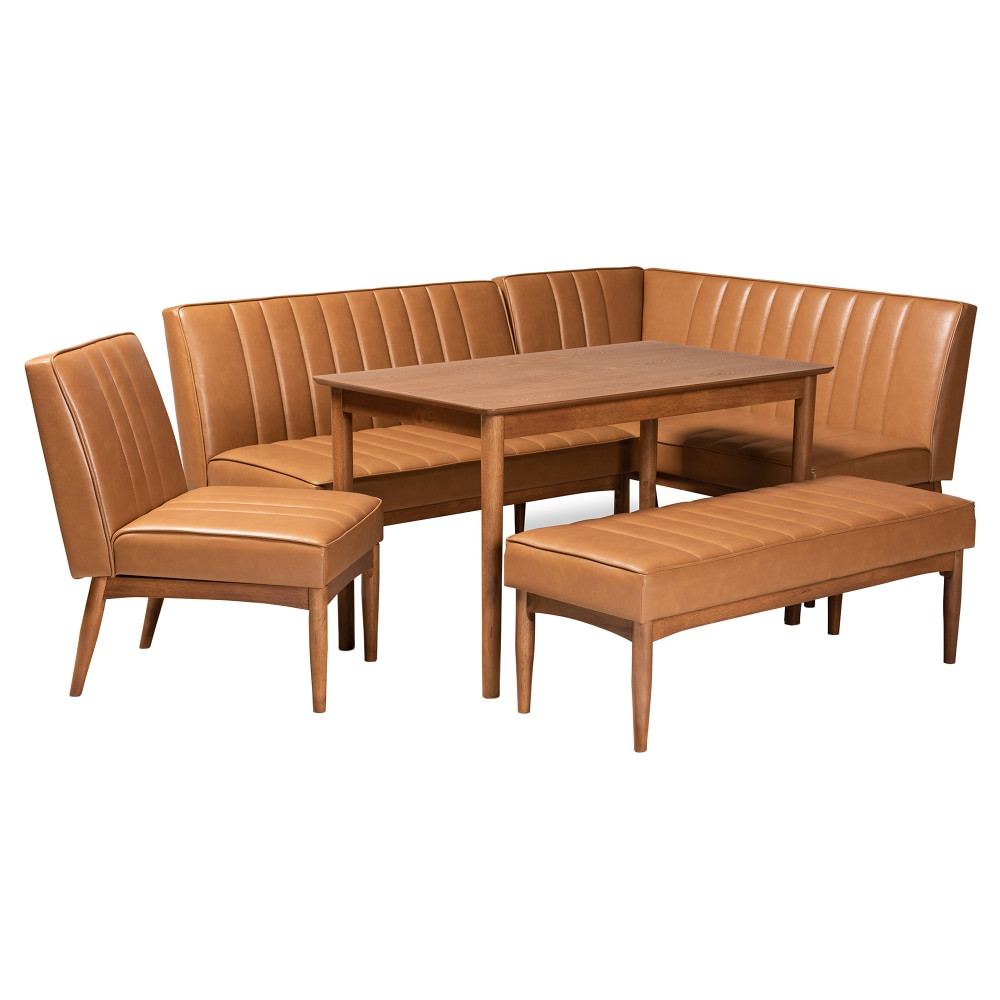 WHOLESALE INTERIORS, INC. 2721-134037 Baxton Studio Daymond 5-Piece Dining Nook Set, Tan/Walnut