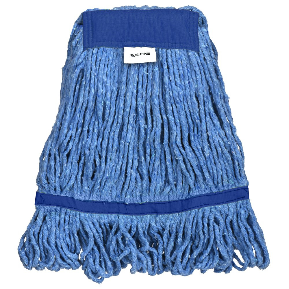 ADIR CORP. Alpine ALP302-03-5B-12PK  Industries Cotton Loop-End Mop Heads With 5in Head And Tail Bands, 32 Oz, Blue, Set Of 12 Heads