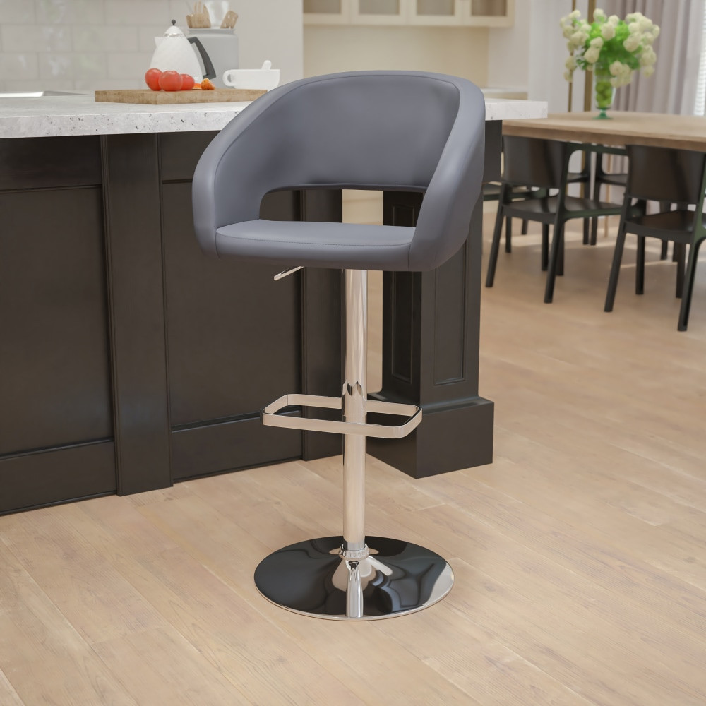 FLASH FURNITURE CH122070GY  Contemporary Adjustable Bar Stool, Light Gray