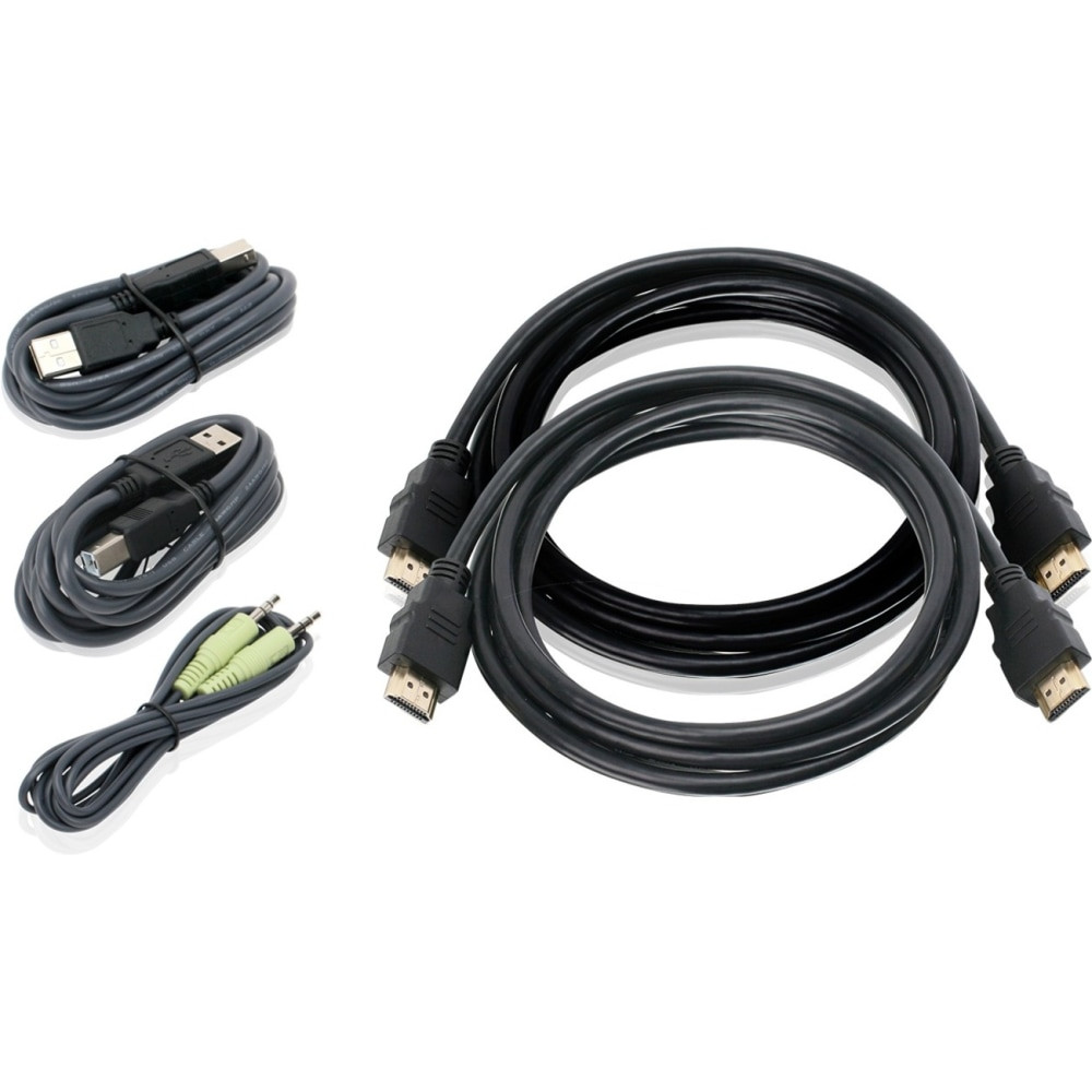 ATEN TECHNOLOGIES IOGEAR G2L8202UTAA3  6ft Dual View HDMI, USB KVM Cable Kit with Audio (TAA) - 6 ft KVM Cable for KVM Switch, Desktop Computer, Notebook, Monitor, Keyboard, Mouse, Speaker