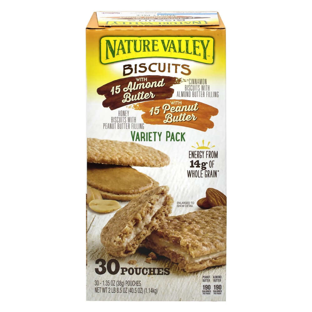 GENERAL MILLS, INC. NATURE VALLEY 46827  Biscuits Variety Pack, 1.35 Oz, Pack Of 30 Biscuits