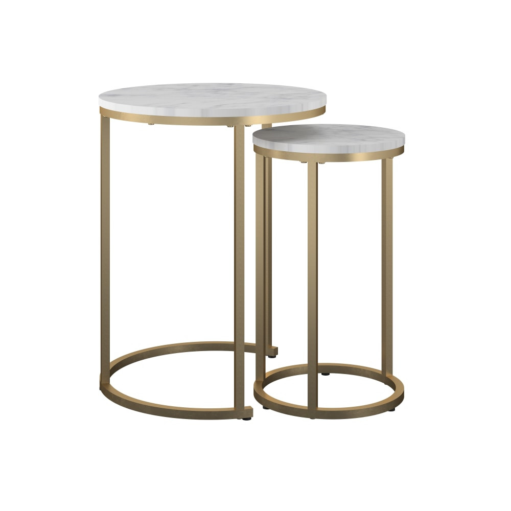 AMERIWOOD INDUSTRIES, INC. Ameriwood Home 2759891COM  Amelia Nesting Tables, 22-13/16inH x 18-1/16inW x 18-1/16inD, White/Gold
