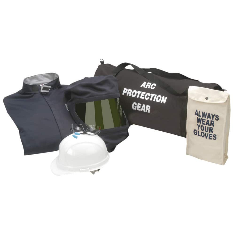 Chicago Protective Apparel AG43-CV-S-NG Arc Flash Clothing Kits; Protection Type: Arc Flash ; Garment Type: Coveralls; Hoods ; Maximum Arc Flash Protection (cal/Sq. cm): 43.00 ; Size: Small ; Glove Type: Not Included ; Head or Face Protection Type: E