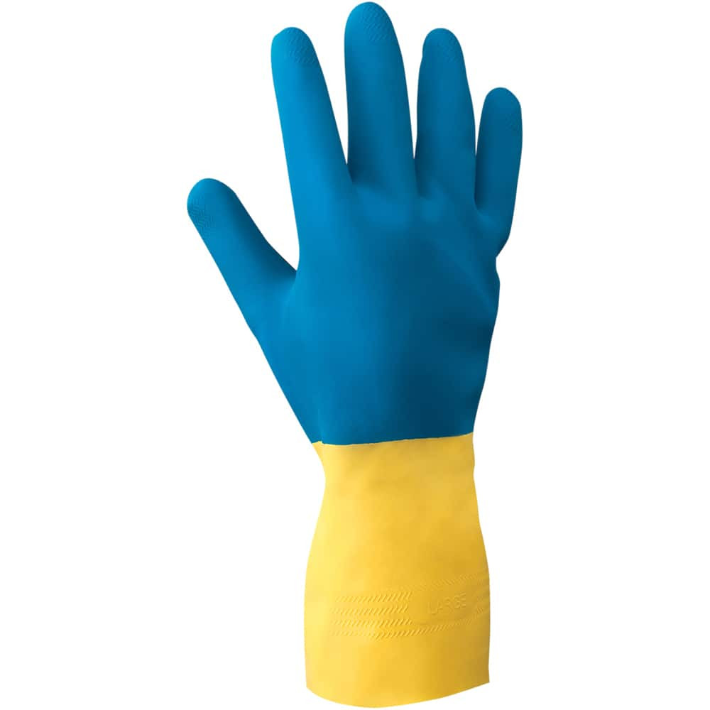 SHOWA CHMYS-07 Chemical Resistant Gloves: Small, 26 mil Thick, Neoprene-Coated, Latex & Neoprene, Unsupported