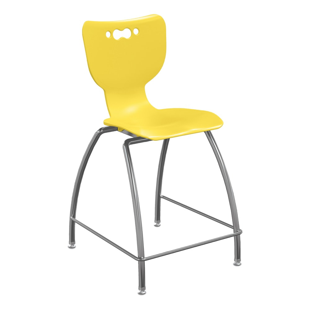 MOORECO INC 53221-HYLW Hierarchy 4-Leg School Stool, 30in, Yellow/Chrome