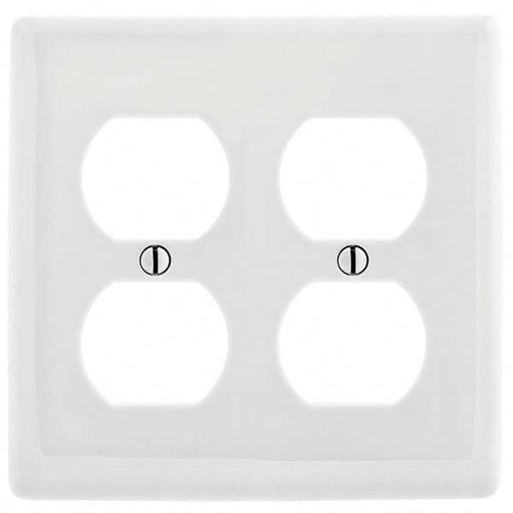 Hubbell Wiring Device-Kellems P82W Wall Plates; Wall Plate Type: Outlet Wall Plates ; Color: White ; Wall Plate Configuration: Duplex Outlet ; Material: Thermoplastic ; Shape: Rectangle ; Wall Plate Size: Standard