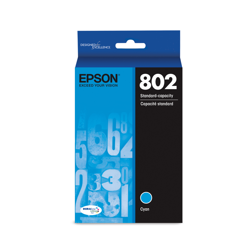 EPSON AMERICA INC. Epson T802220-S  802 DuraBrite Ultra Cyan Ink Cartridge, T802220-S