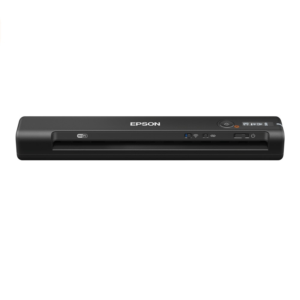 Scan, review and save documents, receipts and ID cards at the office or on the go with this light, portable scanner. Thanks to the built-in Wi-Fi, its easy to send files to your computer, mobile device or the Cloud.  Delivers up to 1200 dpi resolution (600 dpi optical) for crisp, clean text and images.  Features 16-bit color depth (input) and 8-bit grayscale depth (output).  Accepts ID cards, receipts and documents up to 8-1/2in x 72in.  Scans a single page in just 4 seconds to help make tasks move quickly.  Wireless-N (802.11b/g/n) connectivity makes it easy to scan documents to devices on your network and to the Cloud. Epson ScanSmart software lets you send documents to your PC or Mac computer, and the Epson DocumentScan App allows you to scan to your Android or iOS mobile device.  Lightweight, portable design makes it easy to take this scanner with you.  LCD allows you to monitor the wireless status and battery level.  Scanner automatically detects whether its in wireless or USB mode. High-speed USB 2.0 interface is backward compatible with USB 1.1.  Nuance OCR software lets you create searchable PDF files as well as Microsoft Word and Excel files that you can edit.  Backed by the manufacturers 1-year limited warranty.