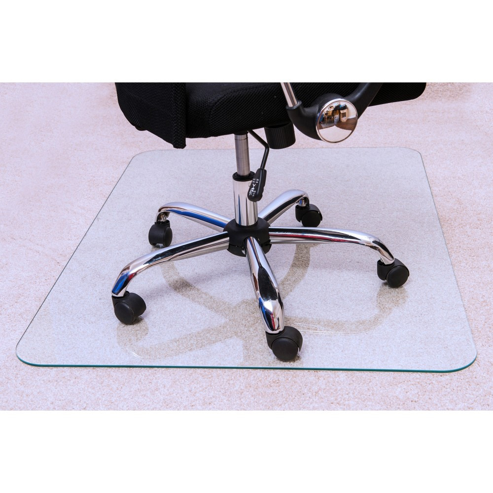 FLOORTEX 124053EG  Cleartex Glaciermat Glass Rectangular Chair Mat - Hard Floor, Home, Office, Carpet - 40in Length x 53in Width x 0.20in Thickness - Rectangle - Glass - Clear
