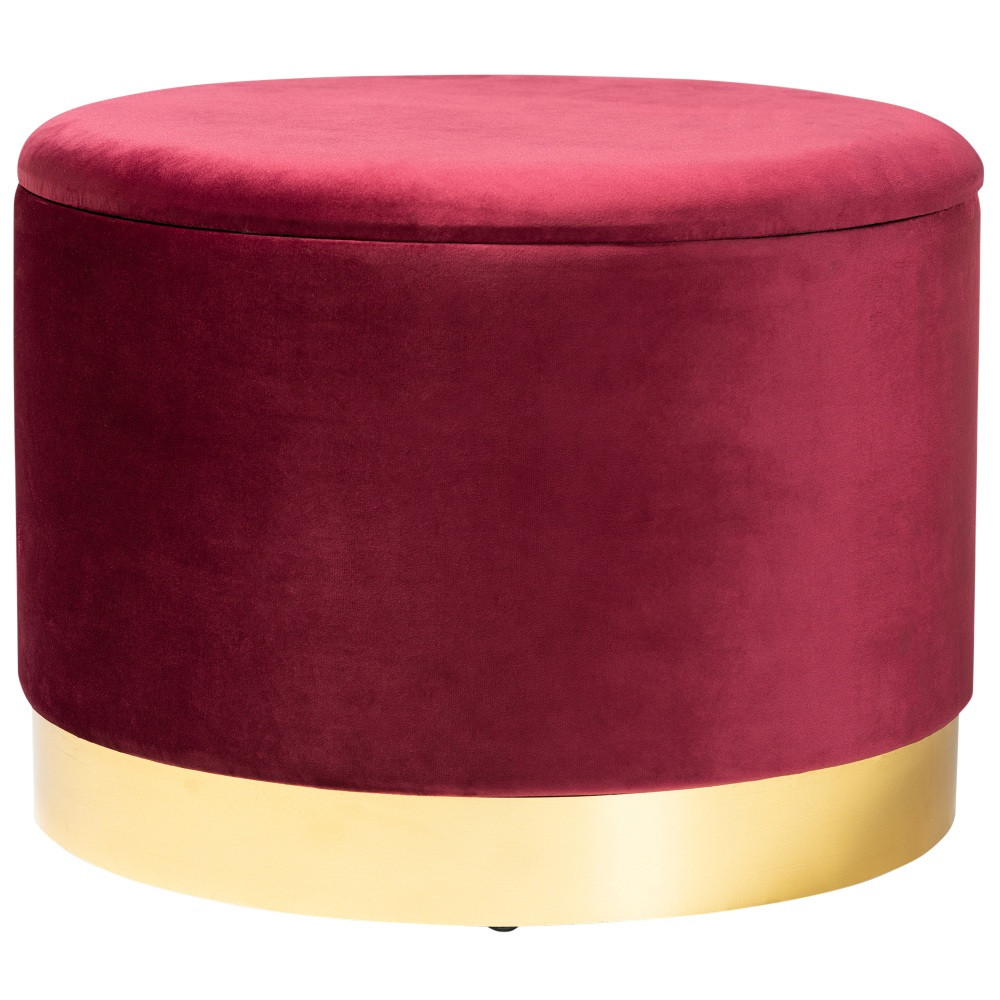 WHOLESALE INTERIORS, INC. Baxton Studio 2721-10278  Glam And Luxe Velvet Upholstered Storage Ottoman, Red/Gold