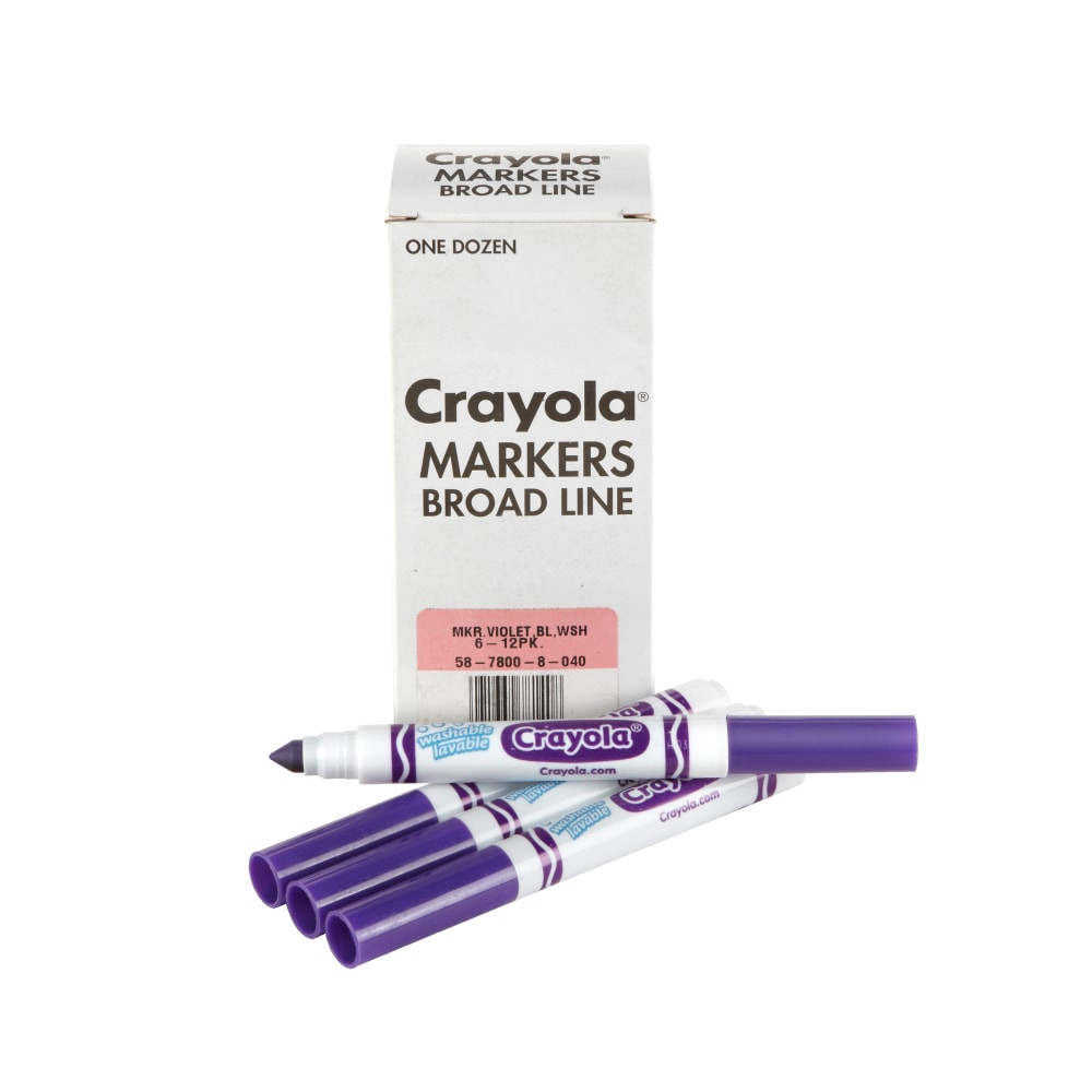 CRAYOLA LLC Crayola 58-7800-040  Washable Broad Line Markers, Violet, Pack Of 12 Markers