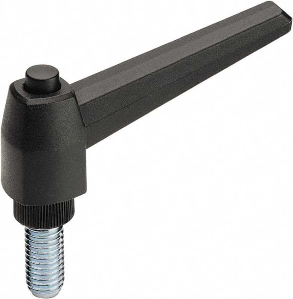 Elesa 941511 Threaded Stud Adjustable Clamping Handle: 5/16-18 Thread, 0.59" Hub Dia, Fiberglass Reinforced Technopolymer, Black