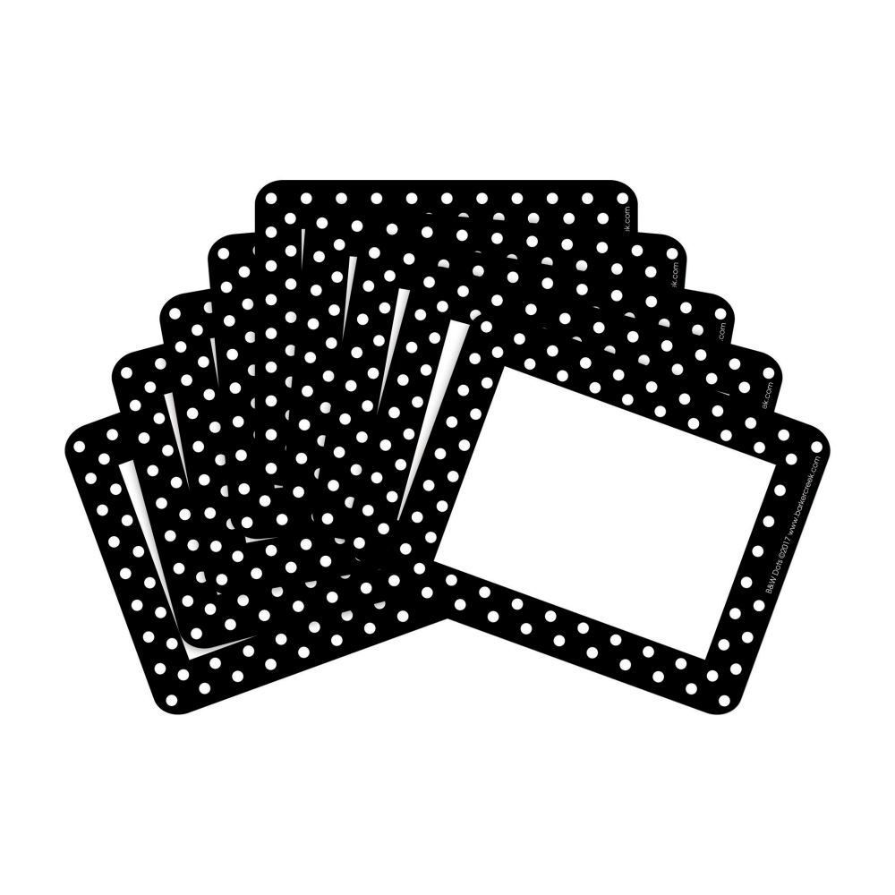 BARKER CREEK PUBLISHING, INC. BC3747 Barker Creek Name Tags, 2 -3/4" x 3 1/2", Black And White Dots, 45 Name Tags Per Pack, Case Of 2 Packs