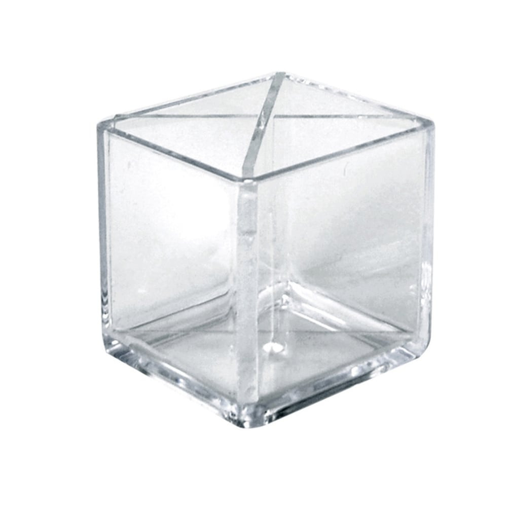 AZAR DISPLAYS 556354  Cube Pencil Holders With Divider, 4inH x 4inW x 4inD, Clear, Pack Of 2 Holders