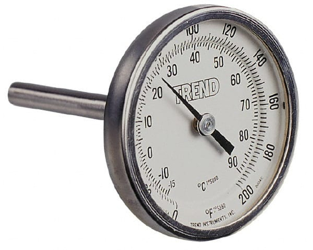 Wika 20040D010G2 Bimetal Dial Thermometer: 50 to 500 ° F, 4" Stem Length