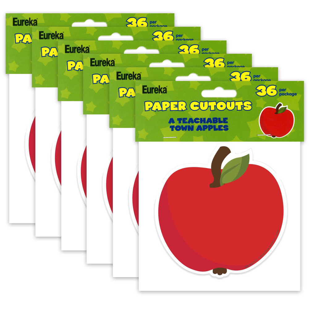 EDUCATORS RESOURCE Eureka EU-841562-6  Paper Cut-Outs, A Teachable Town Apples, 36 Cut-Outs Per Pack, Set Of 6 Packs