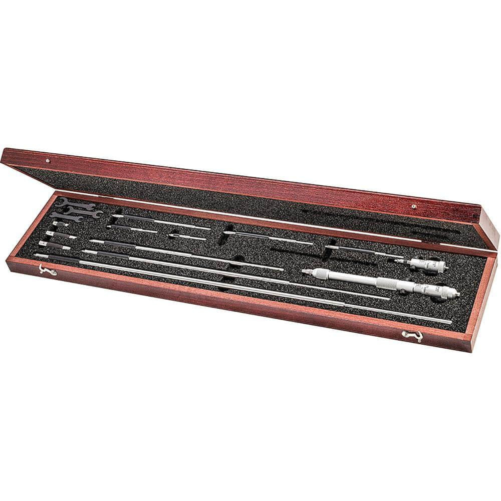 Starrett 50554 Mechanical Inside Micrometer Set: 2" Range, Satin Chrome Finish