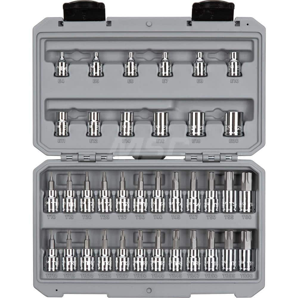 Tekton SKT15402 3/8 Inch Drive Torx/TR Torx Bit & External Star Socket Set, 36-Piece (T10-T60, TR10-TR60, E4-E20)