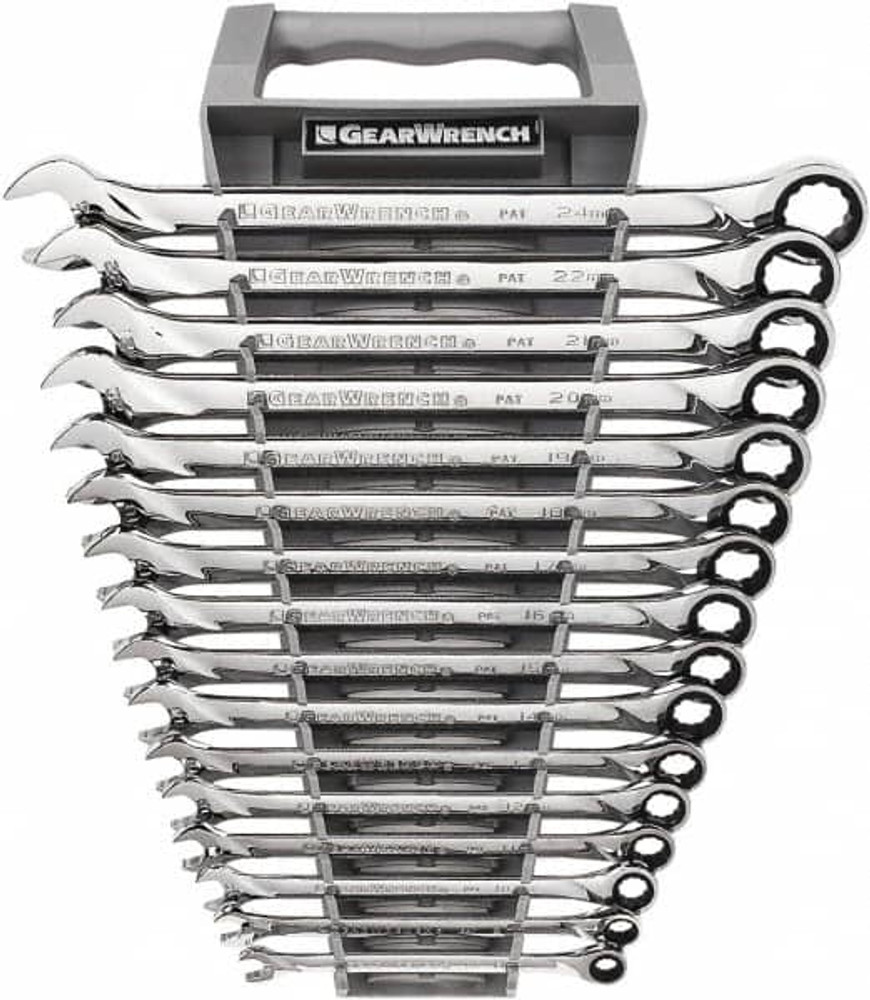 GEARWRENCH 85099 Combination Wrench Set: 16 Pc, 10 mm 11 mm 12 mm 13 mm 14 mm 15 mm 16 mm 17 mm 18 mm 19 mm 8 mm & 9 mm Wrench, Metric