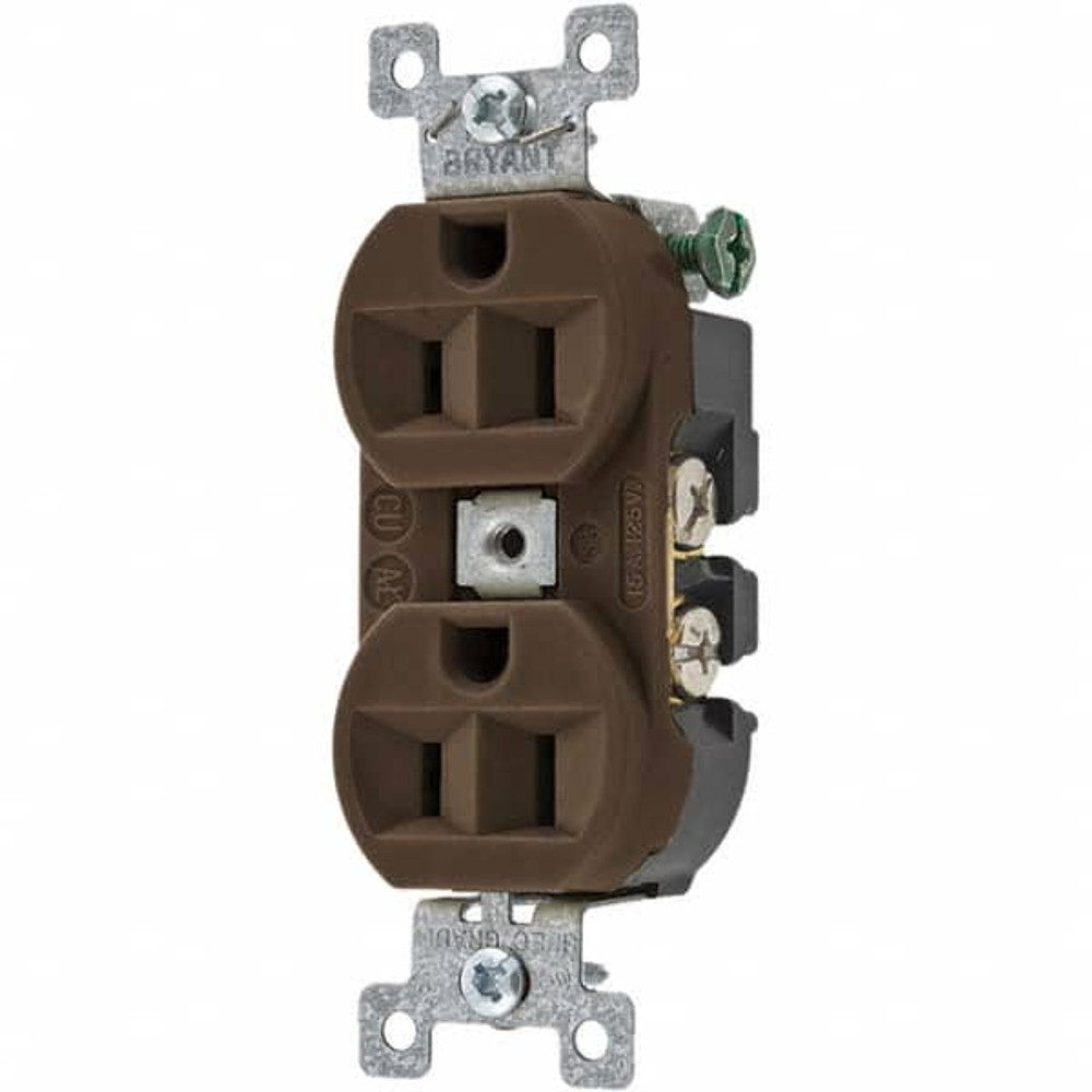 Bryant Electric 5262BN Straight Blade Duplex Receptacle: NEMA 5-15R, 15 Amps, Grounded