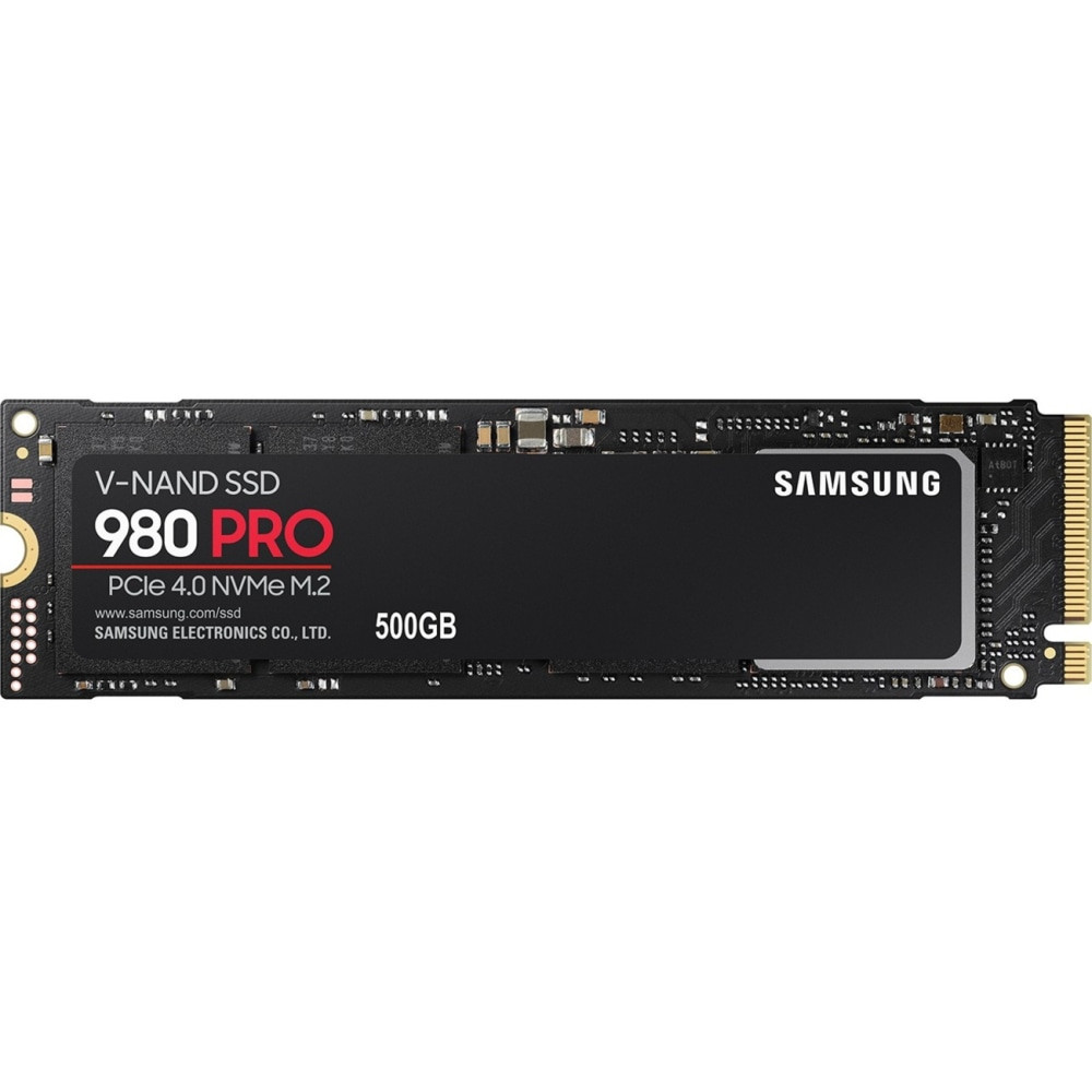 SAMSUNG MZ-V8P500B/AM  980 PRO MZ-V8P500B/AM 500 GB Solid State Drive - M.2 2280 Internal - PCI Express NVMe (PCI Express NVMe 4.0 x4) - Desktop PC, Notebook Device Supported - 6900 MB/s Maximum Read Transfer Rate - 256-bit Encryption Standard - 5 Ye