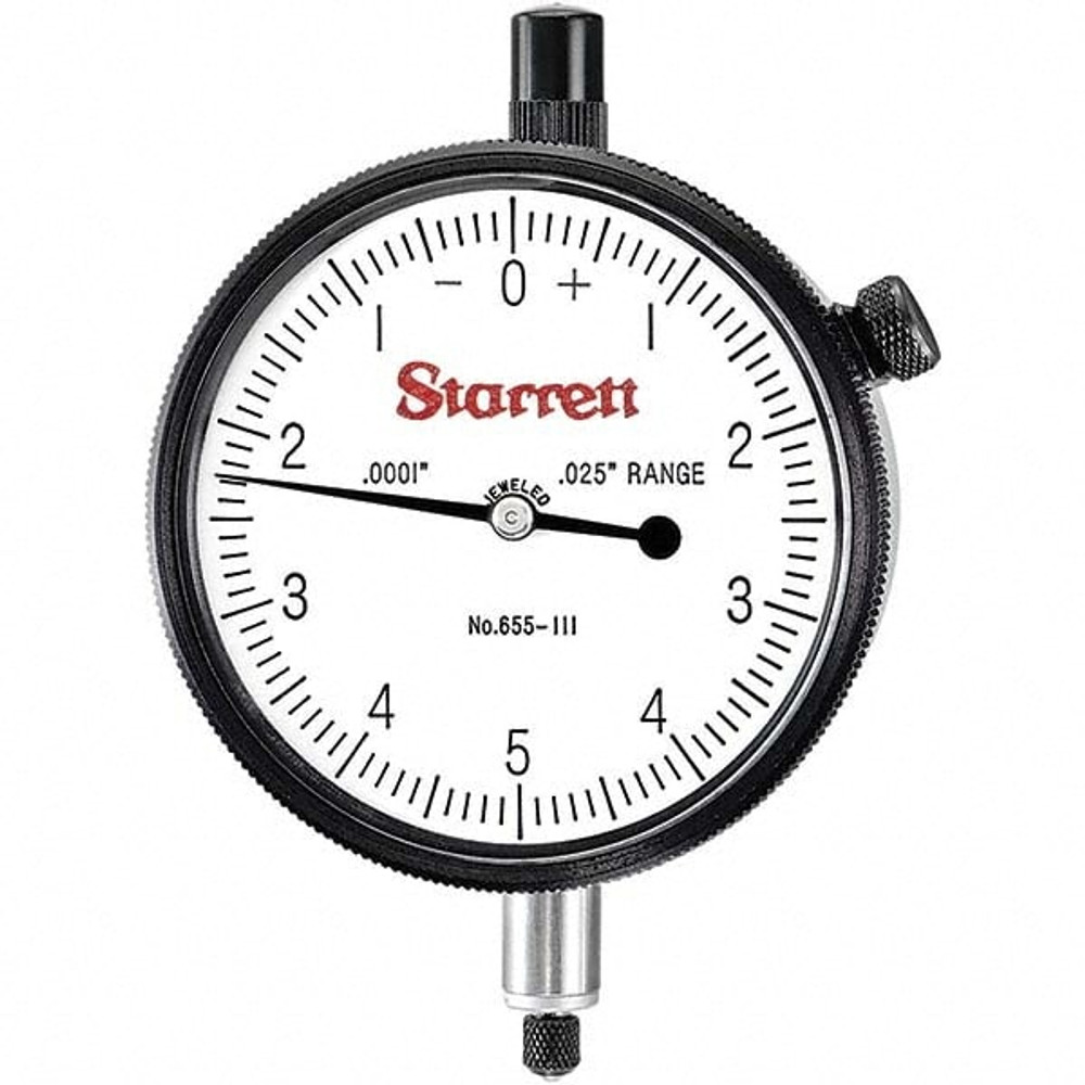 Starrett 53587 Dial Drop Indicator: 0 to 0.05" Range, 0-20 Dial Reading, 0.0005" Graduation, 2-3/4" Dial Dia