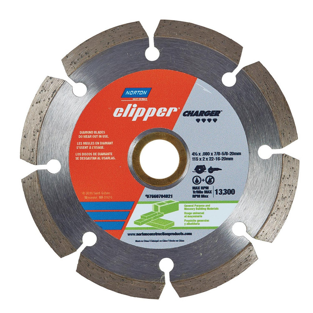 Norton 70184683820 Wet & Dry Cut Saw Blade: 6" Dia, 7/8 & 5/8" Arbor Hole, 0.08" Kerf Width, 9 Teeth