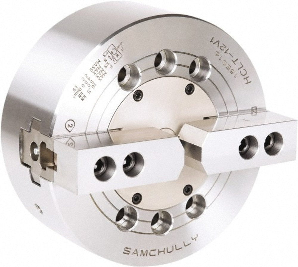 Samchully HCTL-06 Hydraulic Power Lathe Chuck: 165 mm Dia, 2 Jaws, Plain Back Mount